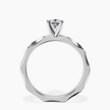 10kt White Gold Magnolia Texture Solitaire Lab Diamond Ring side right image one