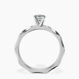 10kt White Gold Magnolia Texture Solitaire Lab Diamond Ring side right image one