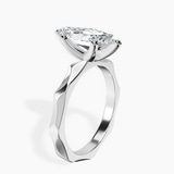 9ct White Gold Magnolia Texture Solitaire Lab Diamond Ring standing product image one