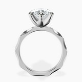10kt White Gold Magnolia Texture Solitaire Lab Diamond Ring side right image one