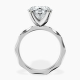 10kt White Gold Magnolia Texture Solitaire Lab Diamond Ring side right image one