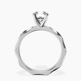 10kt White Gold Magnolia Texture Solitaire Lab Diamond Ring side right image one