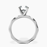 9ct White Gold Magnolia Texture Solitaire Lab Diamond Ring side right image one