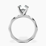 10kt White Gold Magnolia Texture Solitaire Lab Diamond Ring side right image one