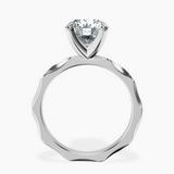 10kt White Gold Magnolia Texture Solitaire Lab Diamond Ring side right image one
