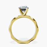 9ct Yellow Gold Magnolia Texture Solitaire Lab Diamond Ring side right image one