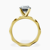 14kt Yellow Gold Magnolia Texture Solitaire Lab Diamond Ring side right image one