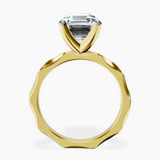 10kt Yellow Gold Magnolia Texture Solitaire Lab Diamond Ring side right image one