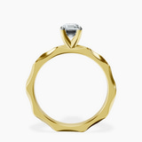 10kt Yellow Gold Magnolia Texture Solitaire Lab Diamond Ring side right image one