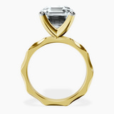 10kt Yellow Gold Magnolia Texture Solitaire Lab Diamond Ring side right image one