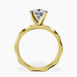 14kt Yellow Gold Magnolia Texture Solitaire Lab Diamond Ring side right image one