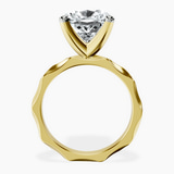 10kt Yellow Gold Magnolia Texture Solitaire Lab Diamond Ring side right image one