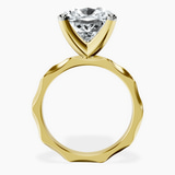 10kt Yellow Gold Magnolia Texture Solitaire Lab Diamond Ring side right image one