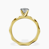 10kt Yellow Gold Magnolia Texture Solitaire Lab Diamond Ring side right image one