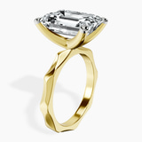 10kt Yellow Gold Magnolia Texture Solitaire Lab Diamond Ring standing product image one