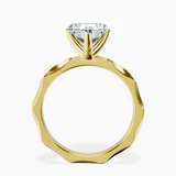 9ct Yellow Gold Magnolia Texture Solitaire Lab Diamond Ring side right image one
