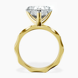 18kt Yellow Gold Magnolia Texture Solitaire Lab Diamond Ring side right image one