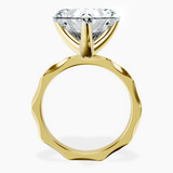 10kt Yellow Gold Magnolia Texture Solitaire Lab Diamond Ring side right image one