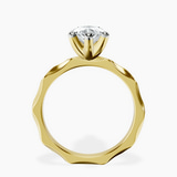 14kt Yellow Gold Magnolia Texture Solitaire Lab Diamond Ring side right image one
