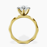 14kt Yellow Gold Magnolia Texture Solitaire Lab Diamond Ring side right image one