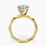18kt Yellow Gold Magnolia Texture Solitaire Lab Diamond Ring side right image one