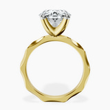 14kt Yellow Gold Magnolia Texture Solitaire Lab Diamond Ring side right image one