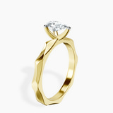 10kt Yellow Gold Magnolia Texture Solitaire Lab Diamond Ring standing product image one