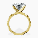 18kt Yellow Gold Magnolia Texture Solitaire Lab Diamond Ring side right image one