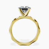 14ct Yellow Gold Magnolia Texture Solitaire Lab Diamond Ring side right image one