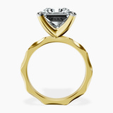 18kt Yellow Gold Magnolia Texture Solitaire Lab Diamond Ring side right image one