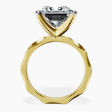 10kt Yellow Gold Magnolia Texture Solitaire Lab Diamond Ring side right image one