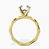 10kt Yellow Gold Magnolia Texture Solitaire Lab Diamond Ring side right image one