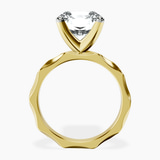 18kt Yellow Gold Magnolia Texture Solitaire Lab Diamond Ring side right image one