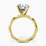 10kt Yellow Gold Magnolia Texture Solitaire Lab Diamond Ring side right image one