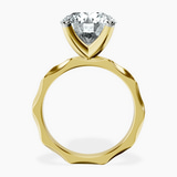 14kt Yellow Gold Magnolia Texture Solitaire Lab Diamond Ring side right image one