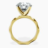 14kt Yellow Gold Magnolia Texture Solitaire Lab Diamond Ring side right image one
