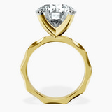 14kt Yellow Gold Magnolia Texture Solitaire Lab Diamond Ring side right image one
