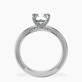 10kt White Gold Edith Lab Diamond Studded Petite Solitaire Lab Diamond Ring side right image one
