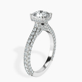 18kt White Gold Eternia Criss Cross Side Halo Lab Diamond Ring standing product image one