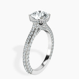 14kt White Gold Eternia Criss Cross Side Halo Lab Diamond Ring standing product image one