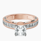 14kt Rose Gold Regalia Milgrain Lab Diamond Ring front image