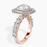 18kt Rose Gold Crowned Cresta Double Halo Lab Diamond Ring standing product image one