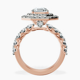 18kt Rose Gold Crowned Cresta Double Halo Lab Diamond Ring side right image one