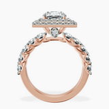 14ct Rose Gold Crowned Cresta Double Halo Lab Diamond Ring side right image one