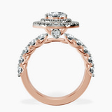 14ct Rose Gold Crowned Cresta Double Halo Lab Diamond Ring side right image one