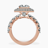 14kt Rose Gold Crowned Cresta Double Halo Lab Diamond Ring side right image one