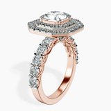 9ct Rose Gold Crowned Cresta Double Halo Lab Diamond Ring standing product image one