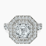 Platinum Crowned Cresta Double Halo Lab Diamond Ring front image
