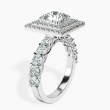 Platinum Crowned Cresta Double Halo Lab Diamond Ring standing product image one