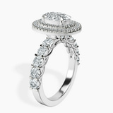 Platinum Crowned Cresta Double Halo Lab Diamond Ring standing product image one